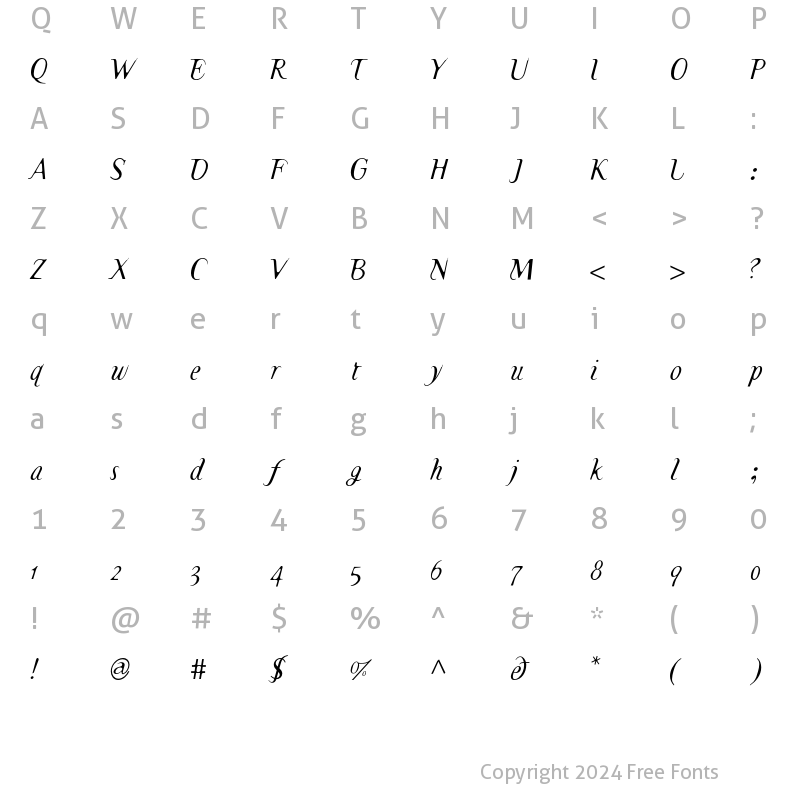 Character Map of TemaCantante Italic