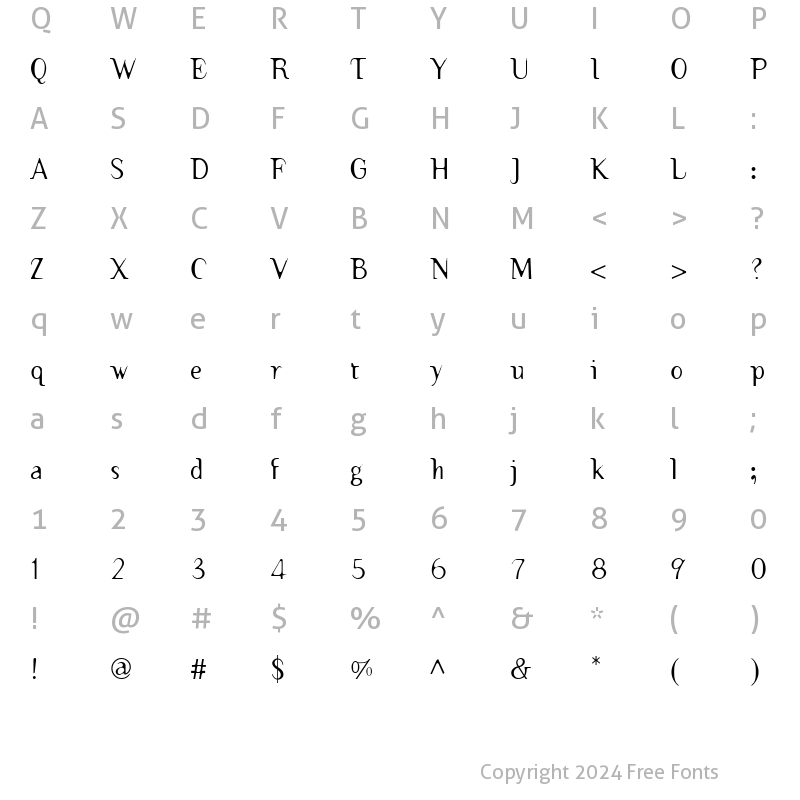 Character Map of TemaCantante RegularA