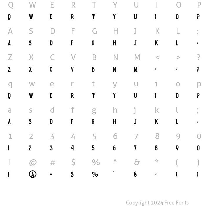 Character Map of Temadjo grunge Regular