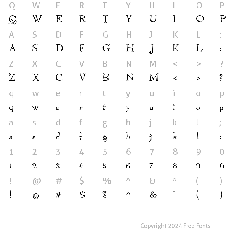 Character Map of Temble ITC Std Regular