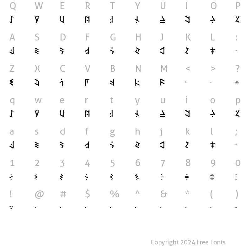 Character Map of Temphis Brick Regular