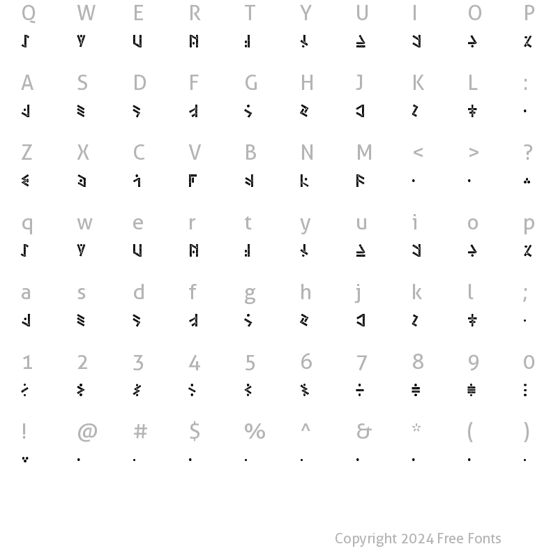 Character Map of Temphis Dirty Regular