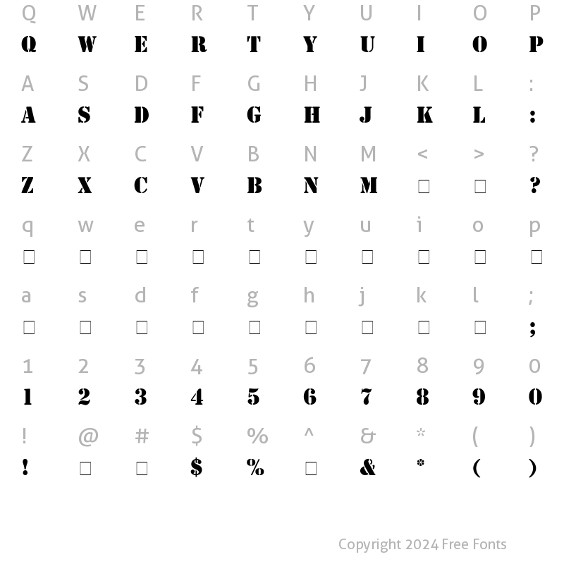 Character Map of Template Caps SSi Bold