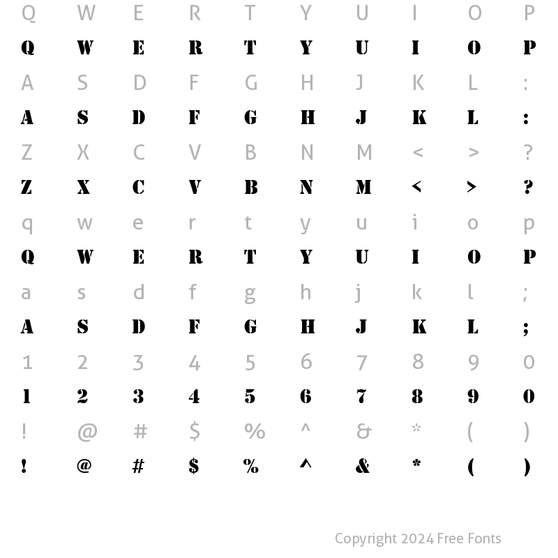 Character Map of TemplateCapsSSK Regular