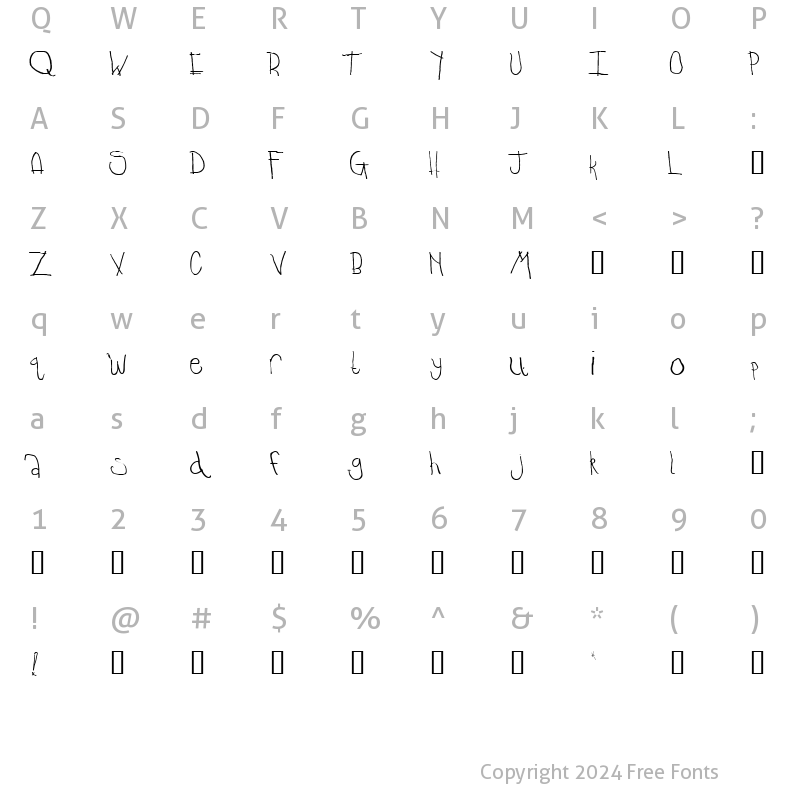 Character Map of Temple Regular