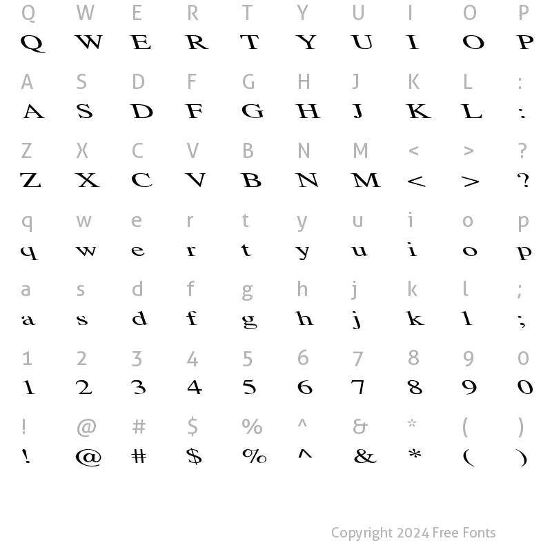 Character Map of Tempo Font Ex Left Regular