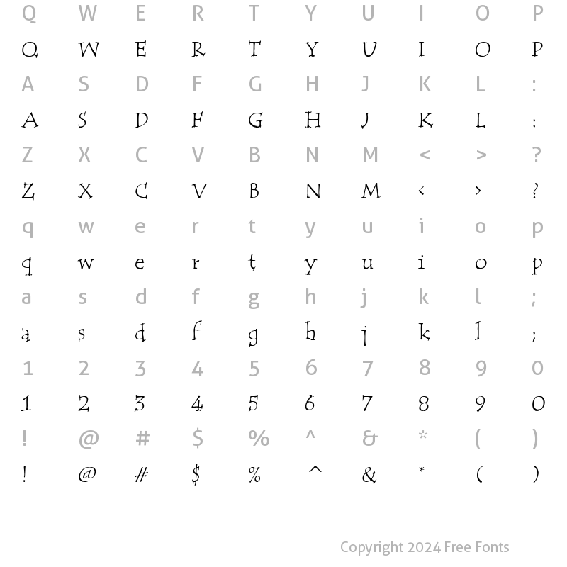 Character Map of Tempus ITC TT Regular