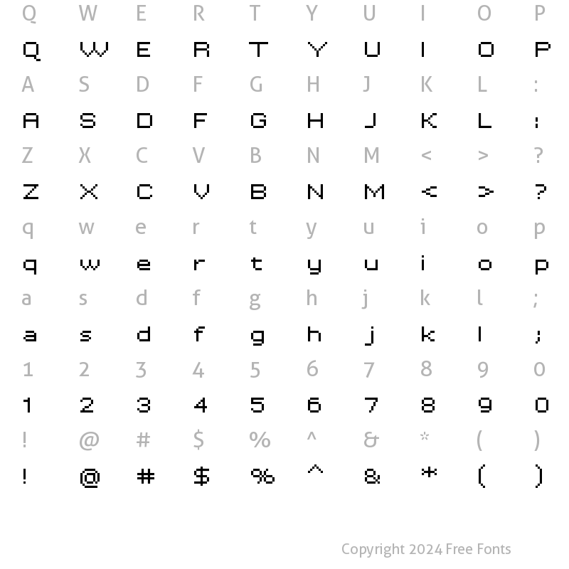 Character Map of Tenacity Extended Regular