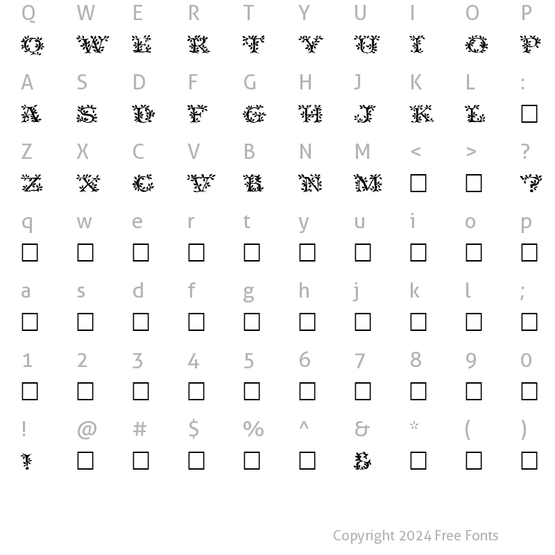 Character Map of Tenderleaf Regular