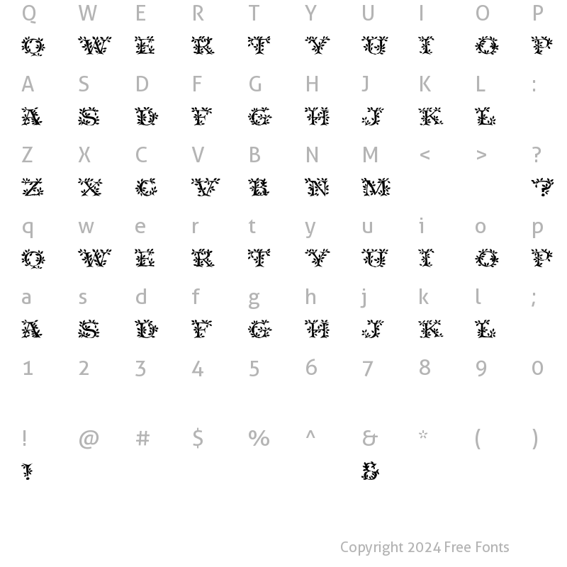 Character Map of TenderLeaf Regular