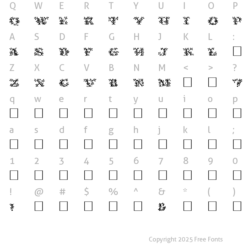 Character Map of TenderleafCaps Normal