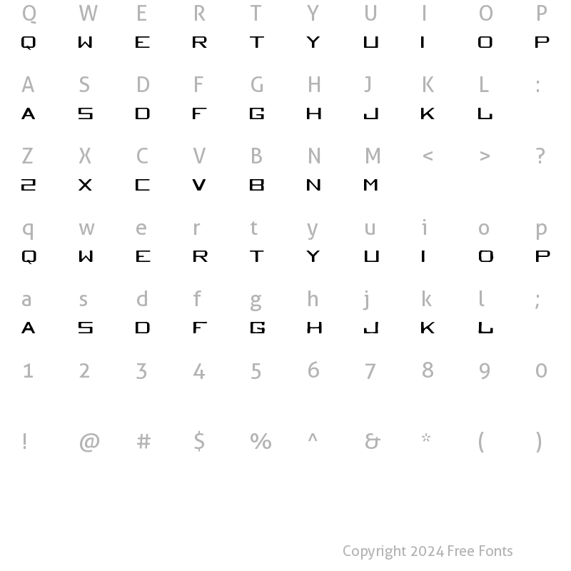 Character Map of TequilaHeights Regular