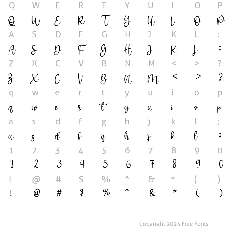 Character Map of Teringat Regular