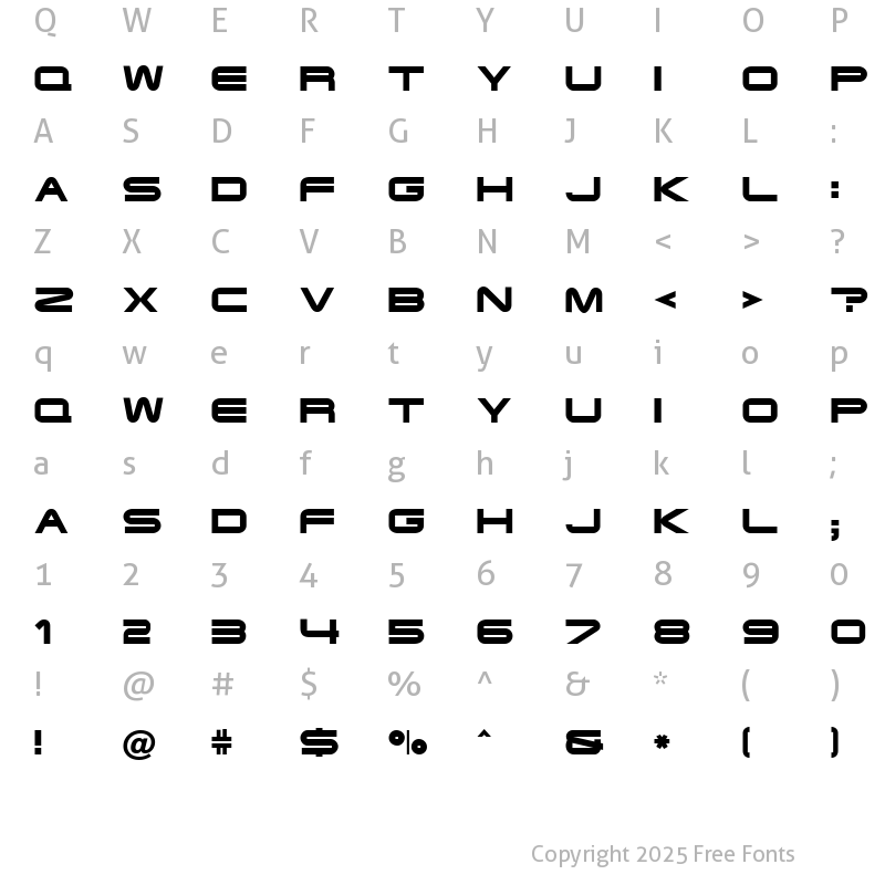 Character Map of Terminator Cyr Semi-expanded Bold