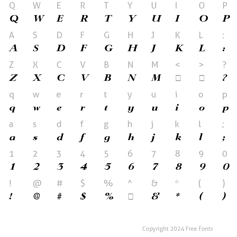 Character Map of Terono Display SSi Italic