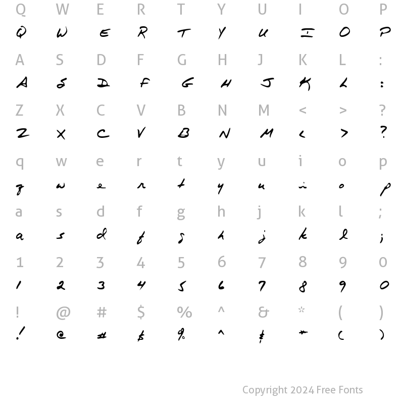 Character Map of TerrysHand Regular