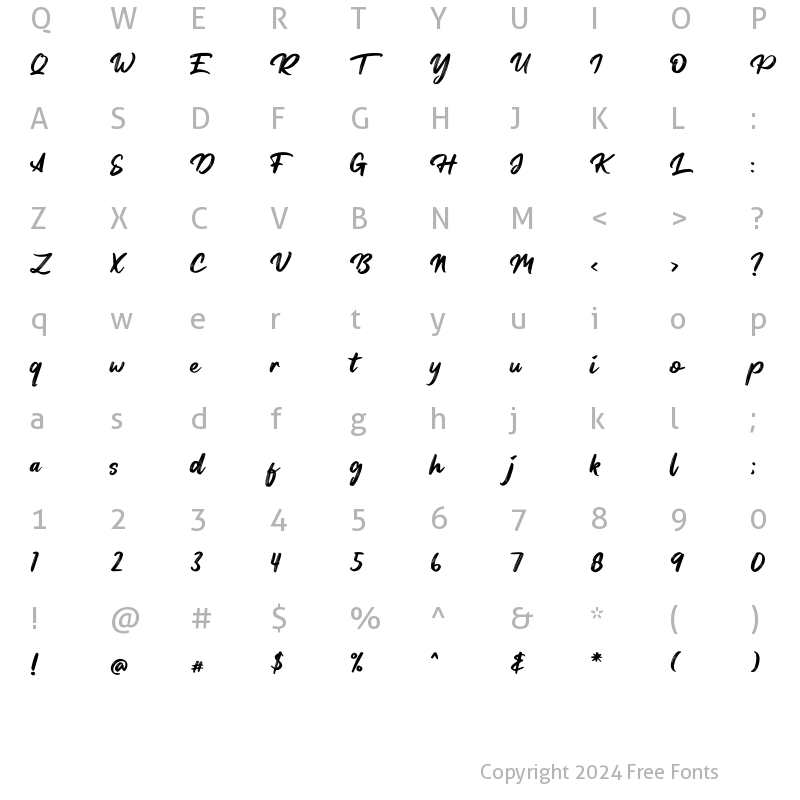 Character Map of Tersanjung Regular