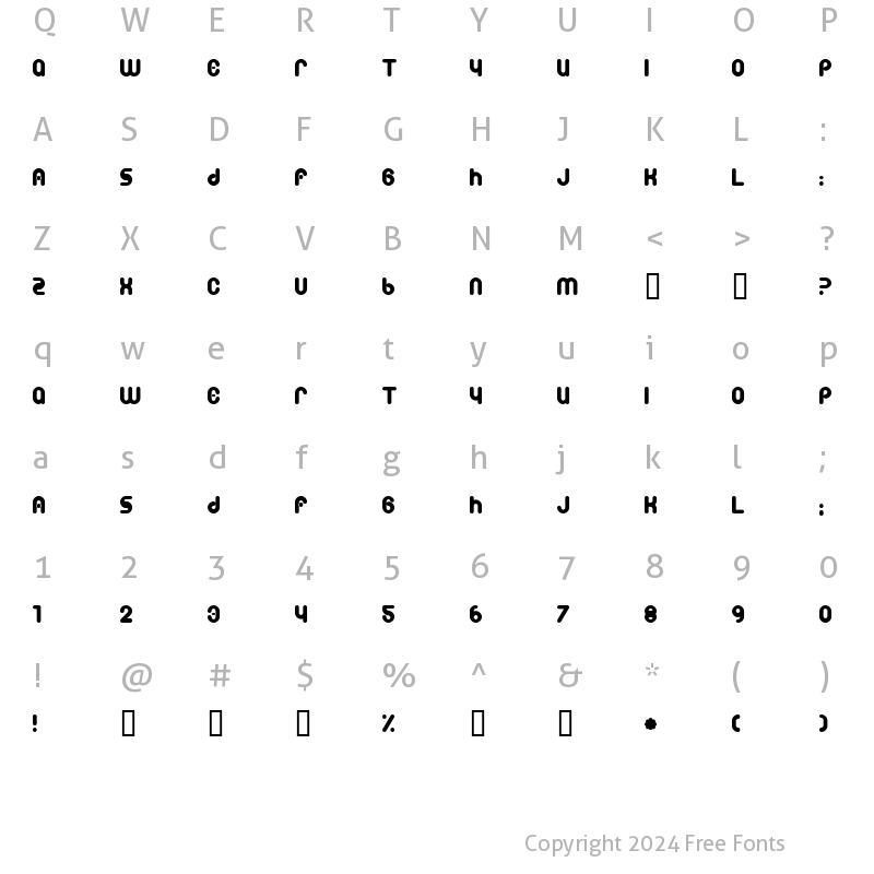 Character Map of Tesh Regular