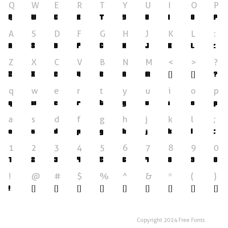 Character Map of test1 Regular