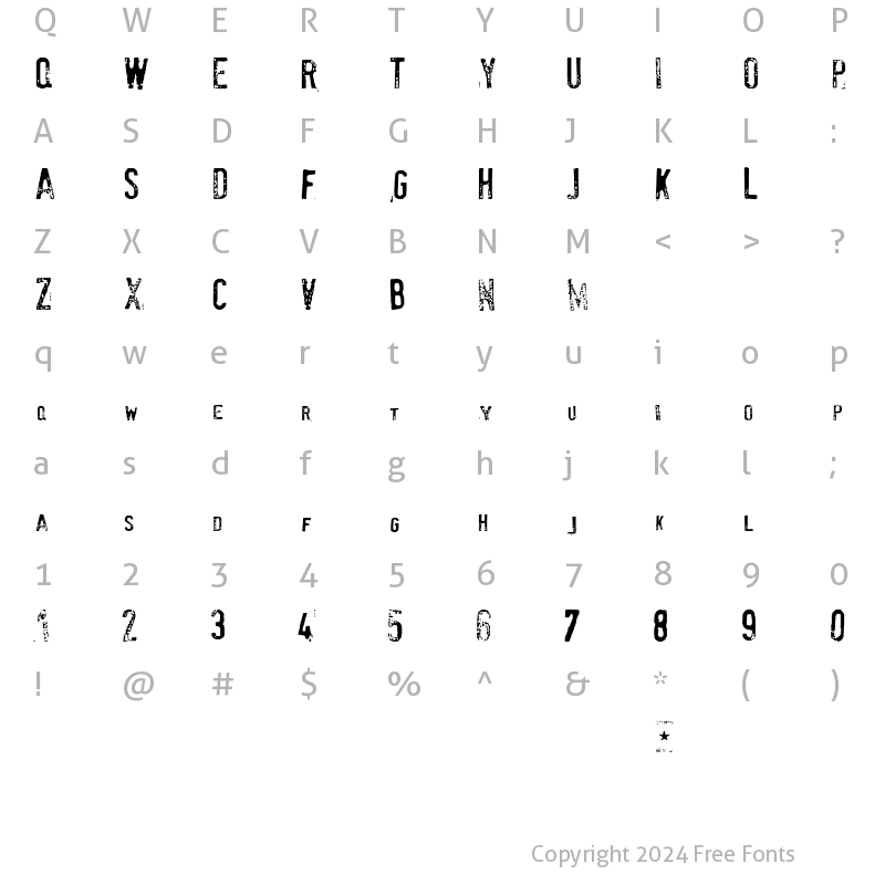 Character Map of Testerus Regular