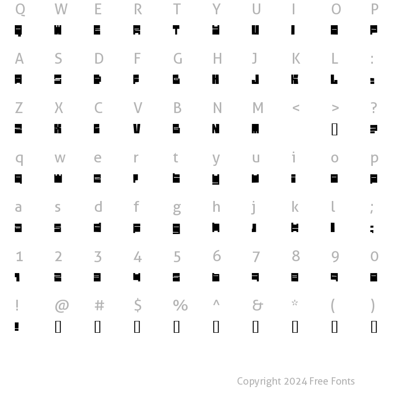 Character Map of testi Regular