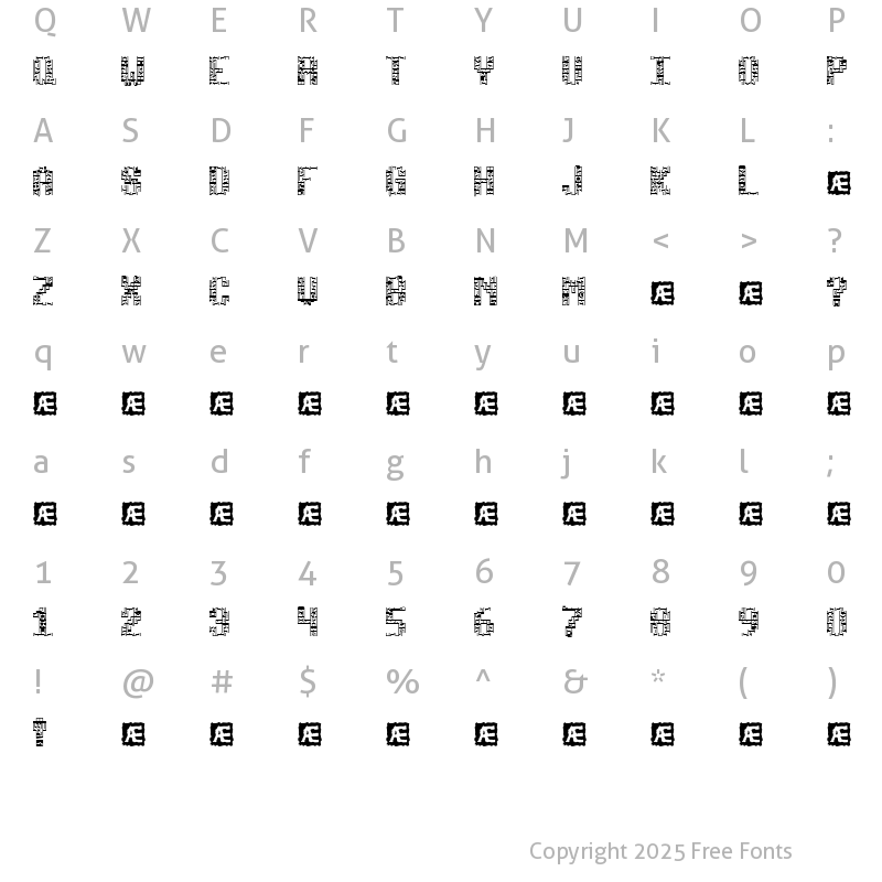 Character Map of Tetricide BRK Regular