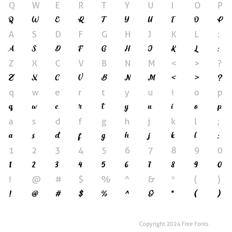 Character Map of Tetteg Heart Regular