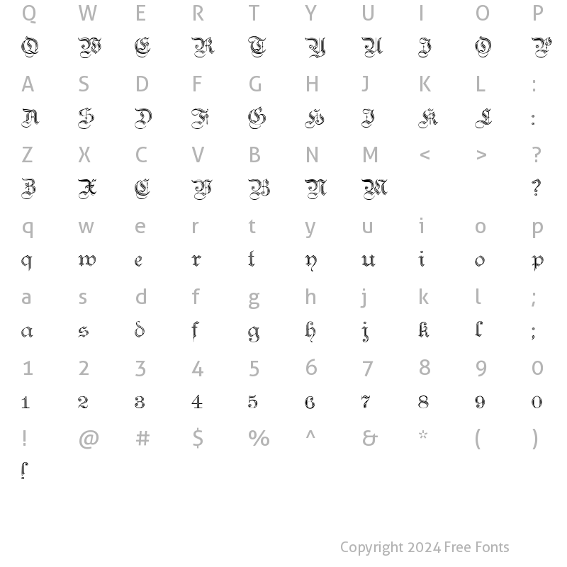 Character Map of Teutonic No2 DemiBold