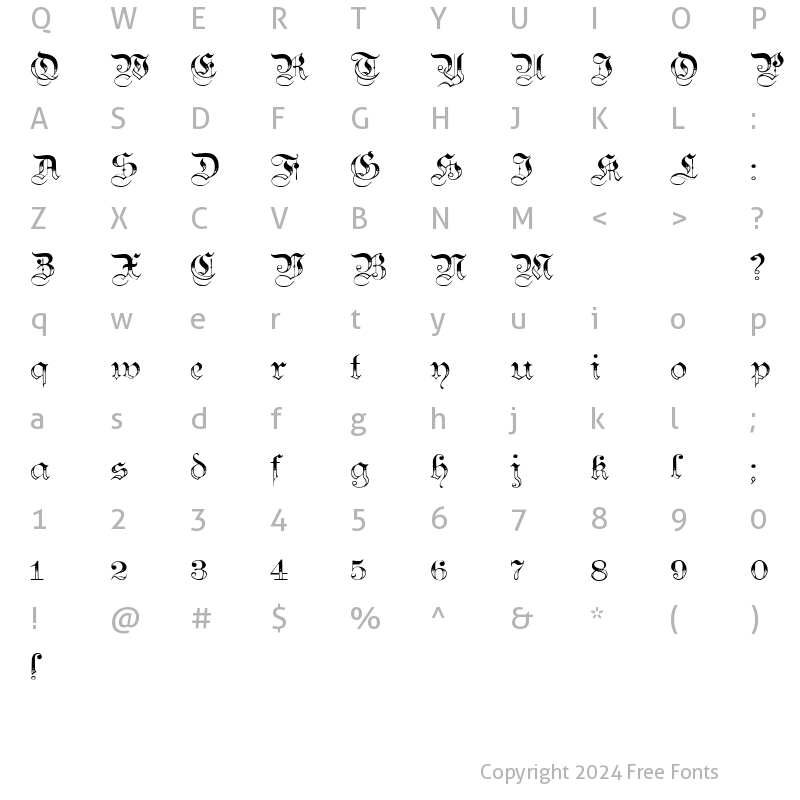 Character Map of Teutonic No3 DemiBold