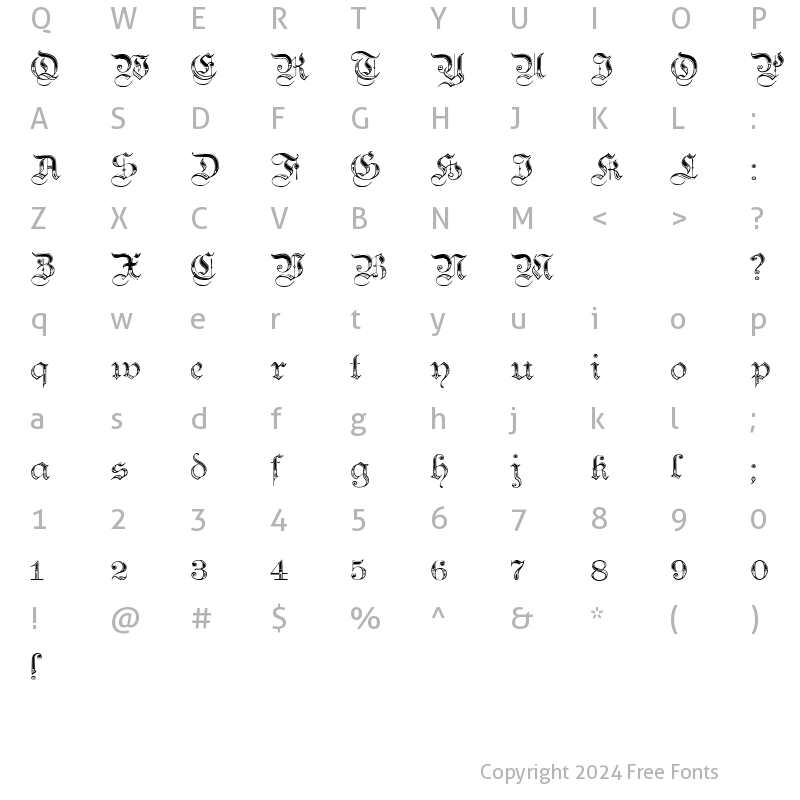 Character Map of Teutonic No4 DemiBold