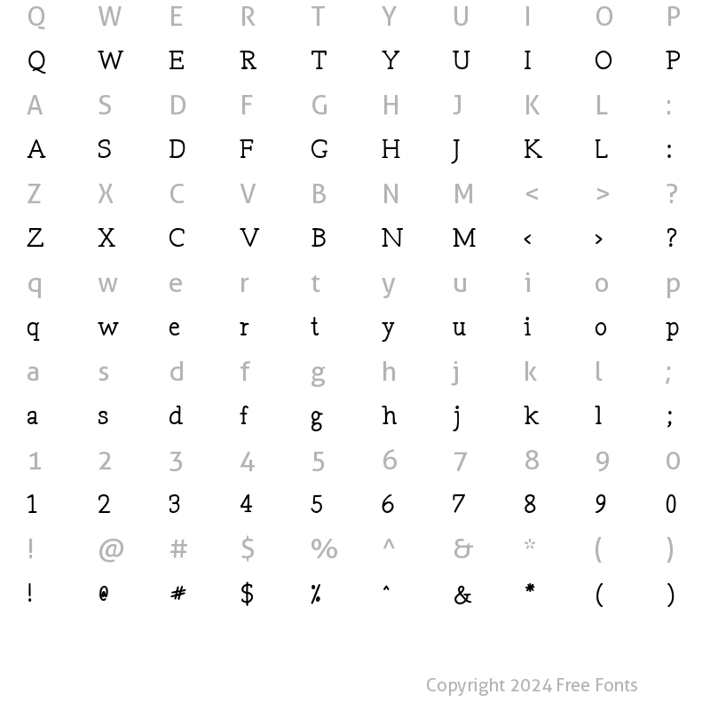 Character Map of Tex Writer SemiBold