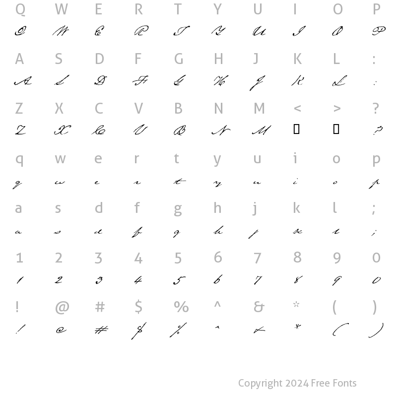 Character Map of Texas Hero Regular