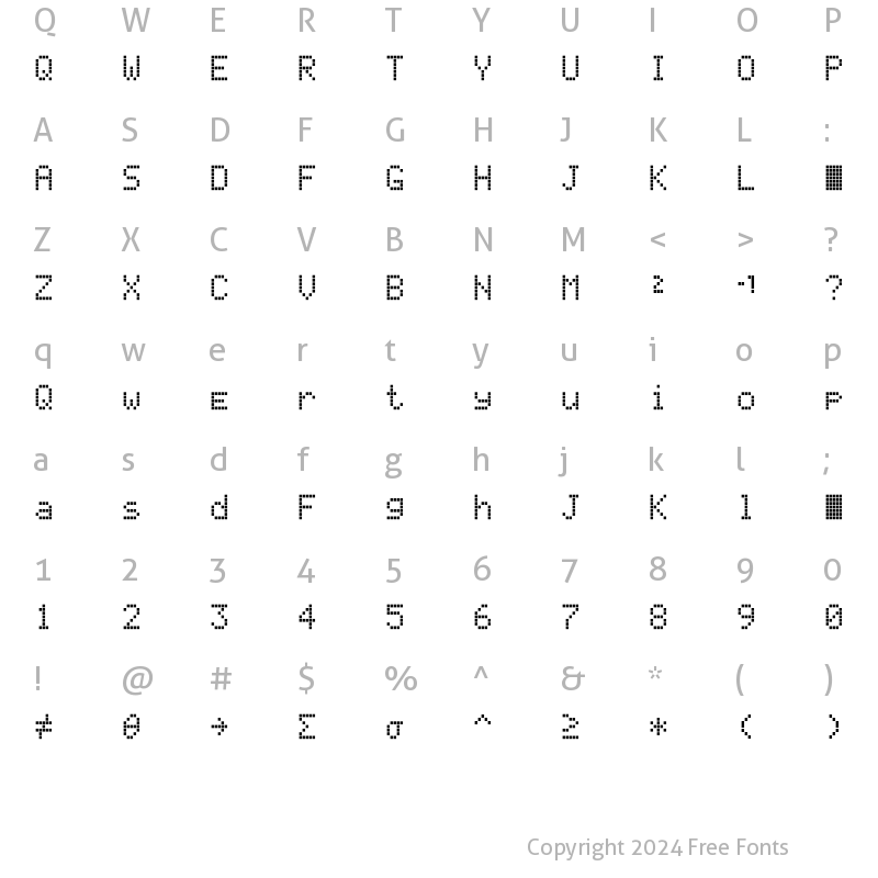 Character Map of Texas LED Regular