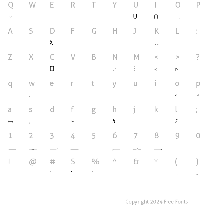 Character Map of TeXplus TE Regular