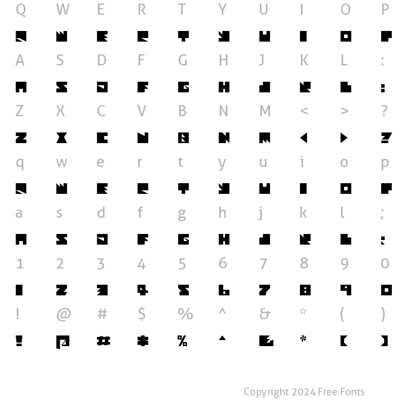 Character Map of Textan - Square Regular