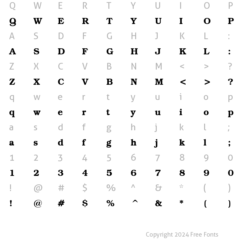 Character Map of Textbook Bold