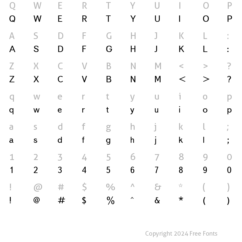 Character Map of TextBook Cyrillic