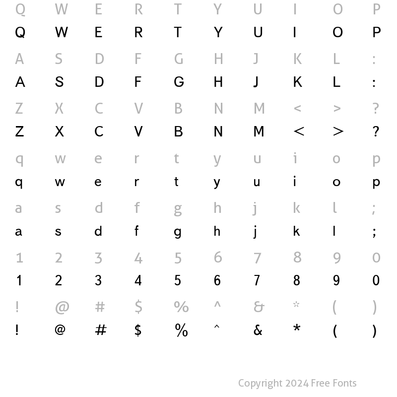 Character Map of TextBook Regular