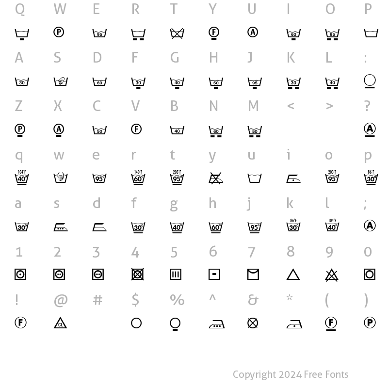 Character Map of TextileLH PiTwo Regular