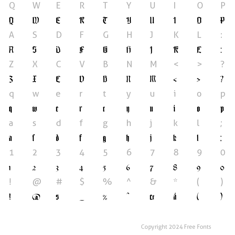 Character Map of TexturGotisch Regular