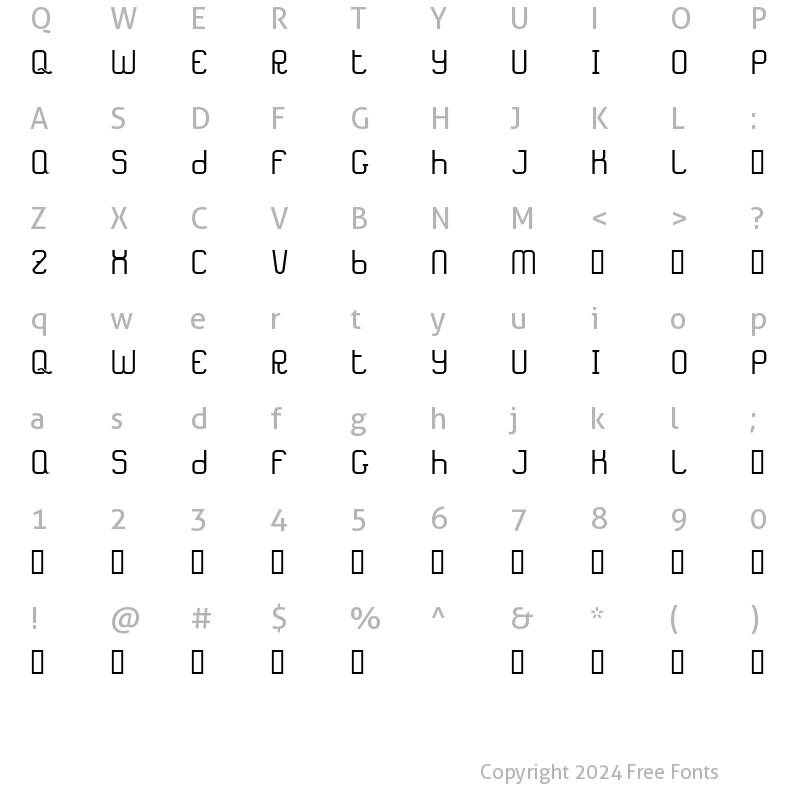 Character Map of TF_Karma Regular