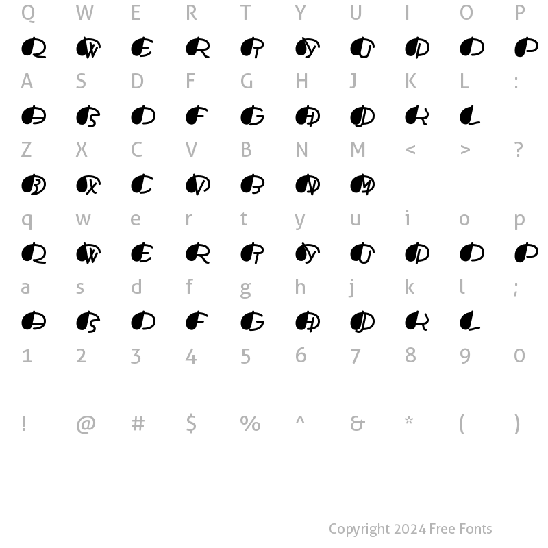 Character Map of TFAdefabcThree Solid Regular