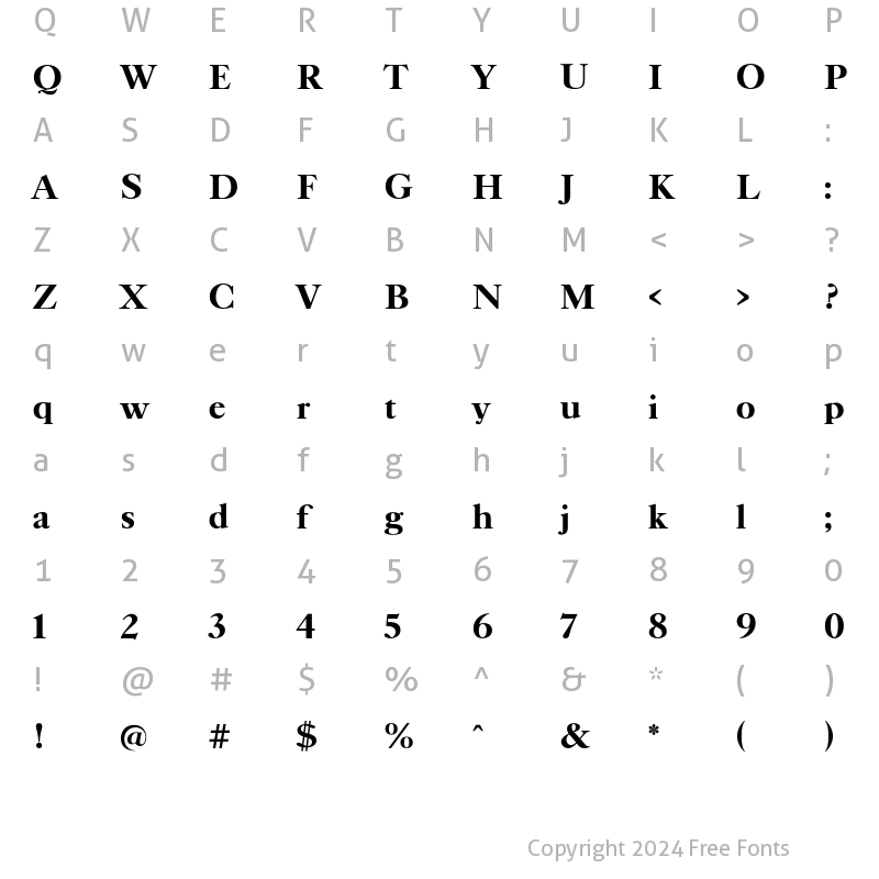 Character Map of TFCaslonTen Extrabold Regular