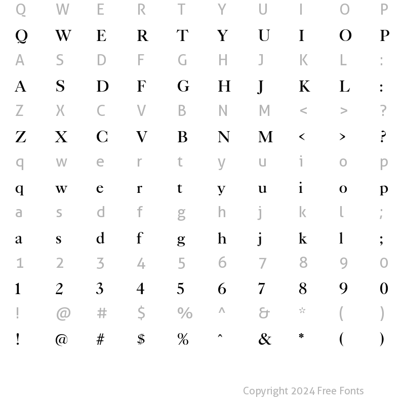 Character Map of TFCaslonTen Medium