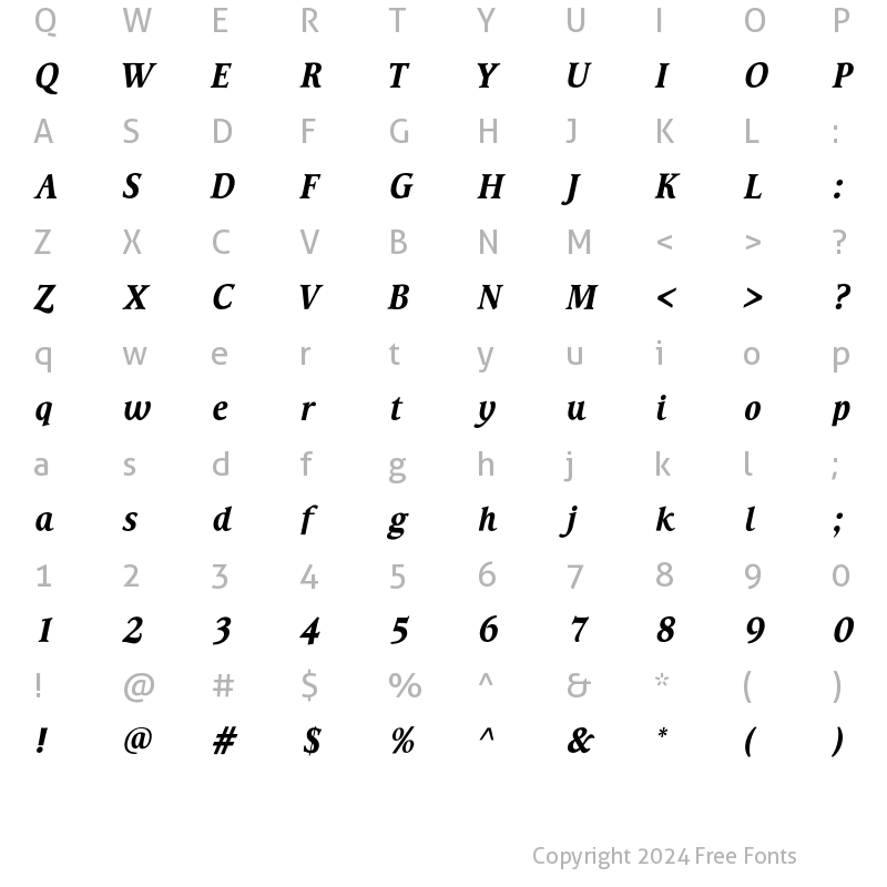 Character Map of TFHabitat Bold Italic