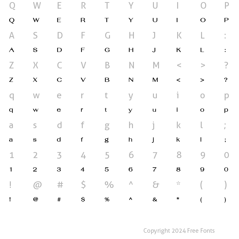 Character Map of TH Fah kwang Bold