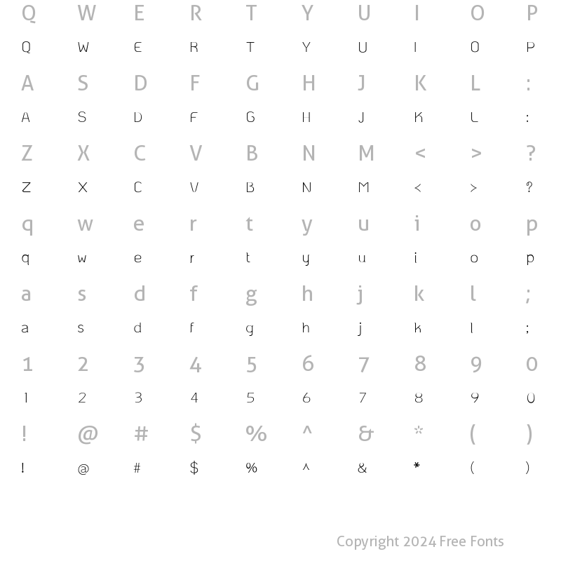 Character Map of TH KoHo Regular