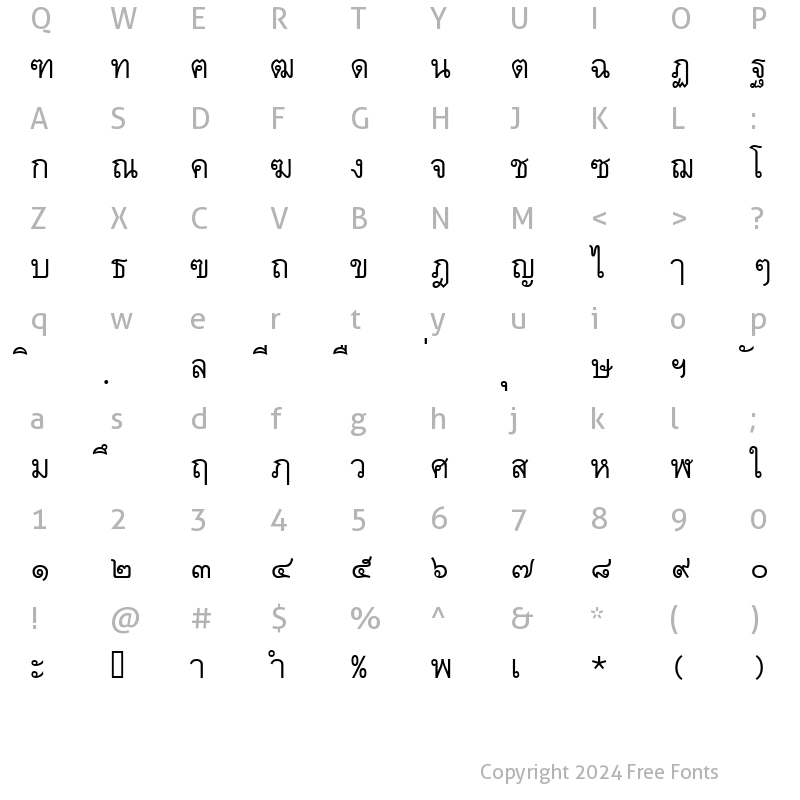 Character Map of Thai7BangkokSSK Regular