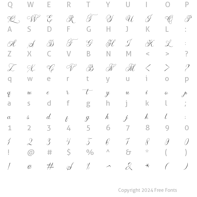 Character Map of Thalita Regular