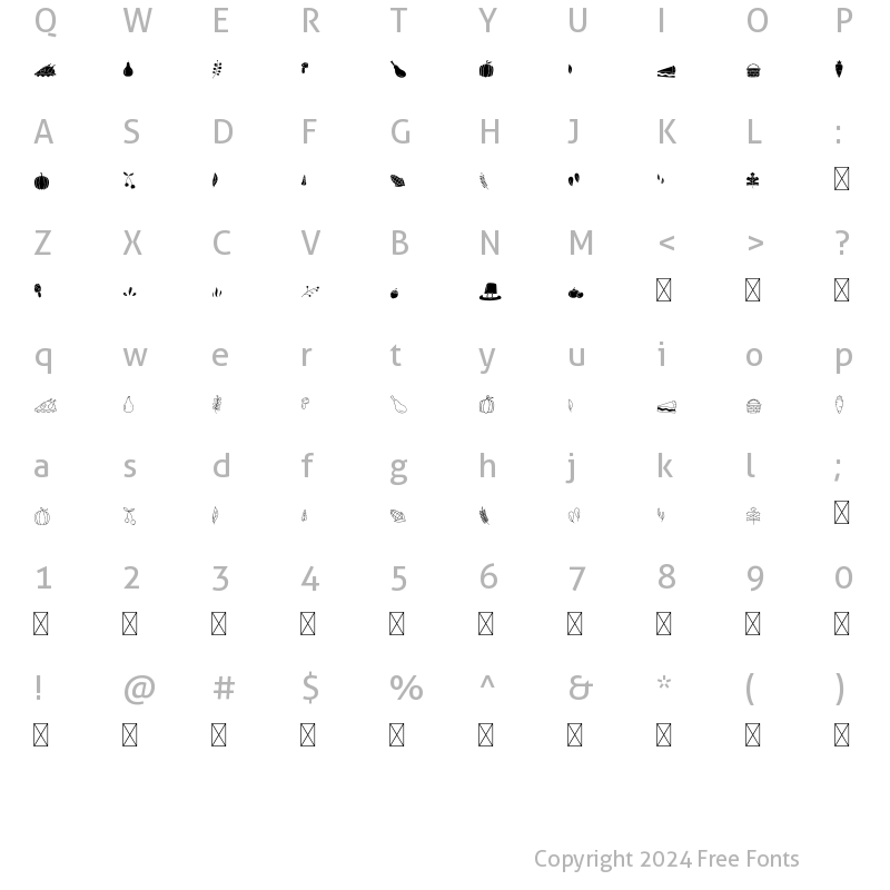 Character Map of Thankful Dingbats Regular